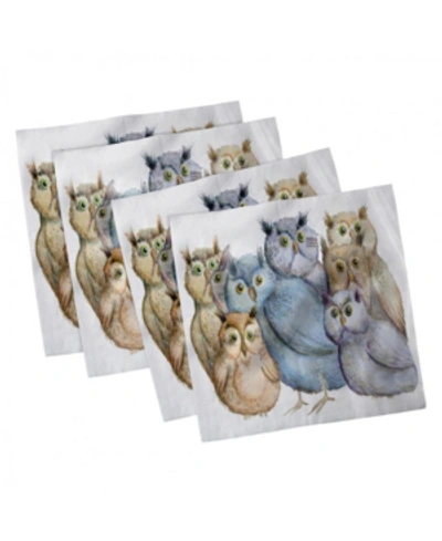 Ambesonne Owl Set Of 4 Napkins, 18" X 18" In Multi