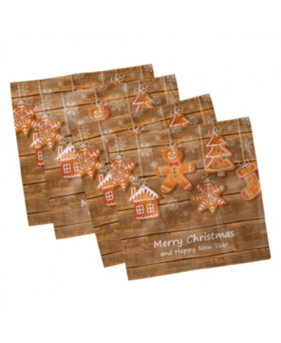 Ambesonne Gingerbread Man Set Of 4 Napkins, 18" X 18" In Brown