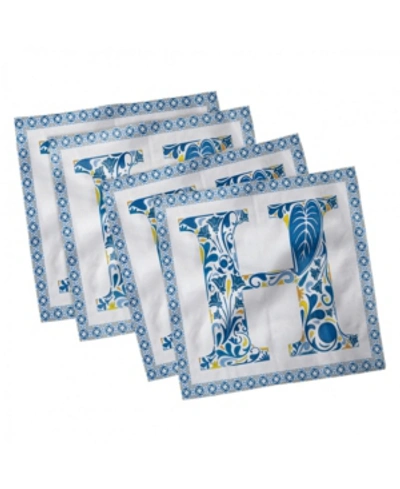 Ambesonne Letter H Set Of 4 Napkins, 18" X 18" In Blue