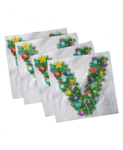 Ambesonne Letter V Set Of 4 Napkins, 18" X 18" In Multi