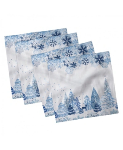 Ambesonne Winter Set Of 4 Napkins, 18" X 18" In Blue