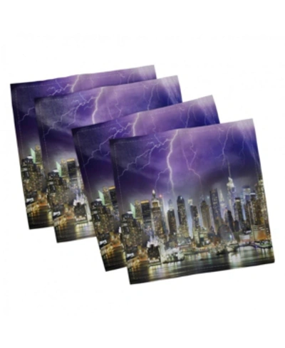 Ambesonne City Set Of 4 Napkins, 18" X 18" In Multi
