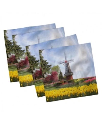 Ambesonne Windmill Set Of 4 Napkins, 18" X 18" In Multi