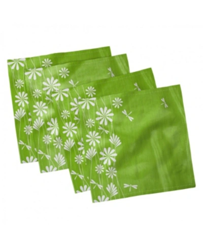 Ambesonne Dragonfly Set Of 4 Napkins, 18" X 18" In Green