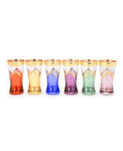 Classic Touch Tumblers With 24k Diamond Cuts, Set Of 6 In Multi