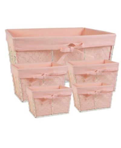 Design Imports Chicken Wire Liner Basket Set Of 5 In Pink
