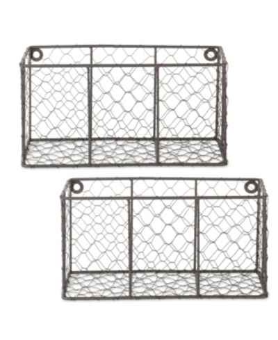 Design Imports Small Wall Mount Chicken Wire Basket Set Of 2 In Bronze