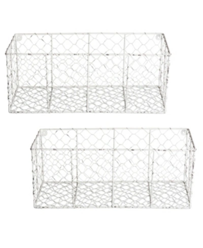 Design Imports Medium Chicken Wall Mount Basket Set Of 2 In White