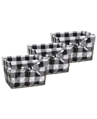 Design Imports Small Vintage-like Chicken Wire Check Liner Basket Set Of 3 In Black