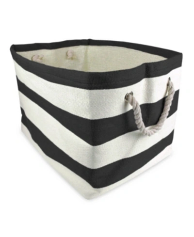 Design Imports Paper Bin Stripe Rectangle Medium In Black