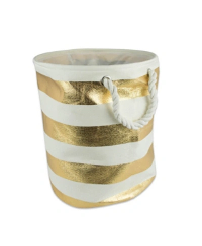 Design Imports Paper Bin Stripe Round Large In Gold