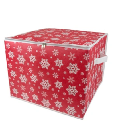 Design Imports Snowflake Print Ornament Storage Large In Red