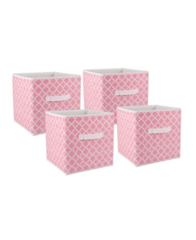 Design Imports Non-woven Polyester Cube Lattice Sorbet Square Set Of 4 In Pink