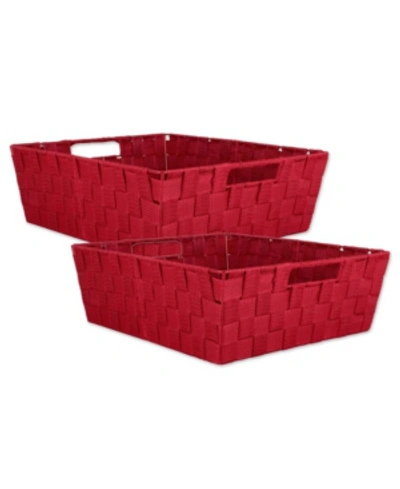 Design Imports Nylon Bin Basketweave Trapezoid Set Of 2 In Red