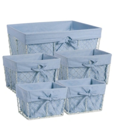 Design Imports Chicken Wire Denim Liner Basket Set Of 5 In Blue