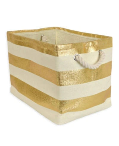 Design Imports Paper Basket Stripe Rectangle Large In Gold