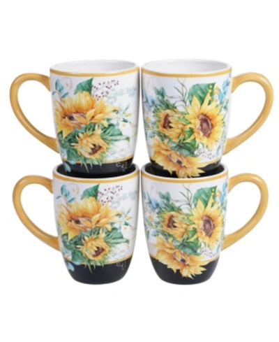 Certified International Set Of 4 Sunflower Fields Mugs In Multicolor