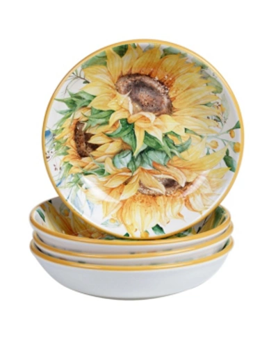 Certified International Sunflower Fields 4-pc. Soup/pasta Bowls In Multicolored