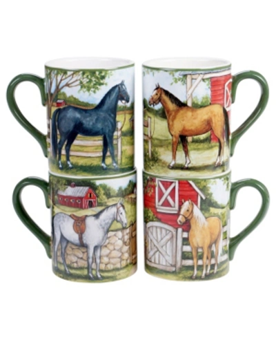 Certified International Set Of 4 Clover Farm Mugs In Multicolor