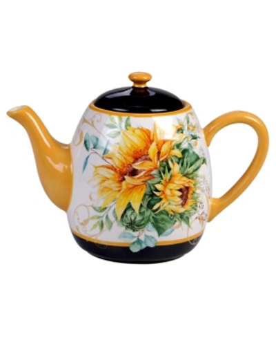 Certified International Sunflower Fields Teapot In Multicolor