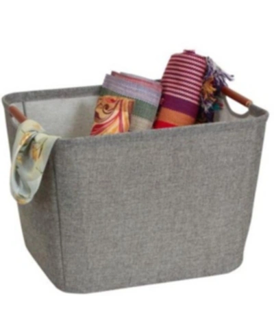 Household Essentials Medium Tapered Soft-side Storage Bin With Wood Handles In Gray