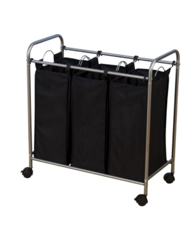 Household Essentials Rolling Triple Laundry Sorter In Black