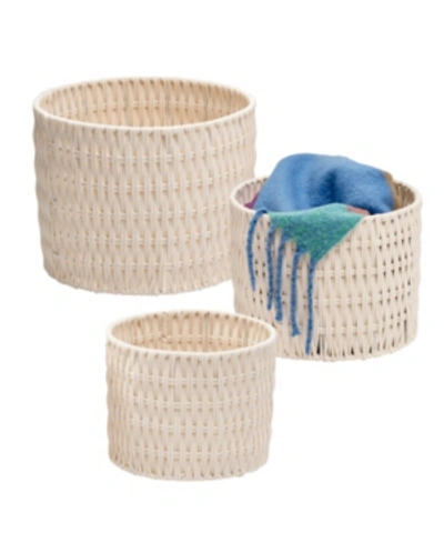 Honey Can Do Set Of 3 Metal Frame Nesting Round Rope Baskets In Natural