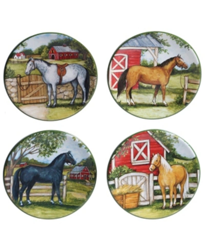 Certified International Clover Farm 4-pc. Canape Plates Asst. In Multicolored