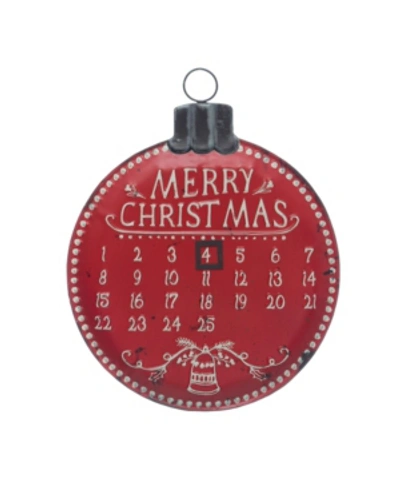 Creative Co-op Inc Ornament Shaped "merry Christmas" Metal Advent Calendar Wall Decor With Magnet In Red