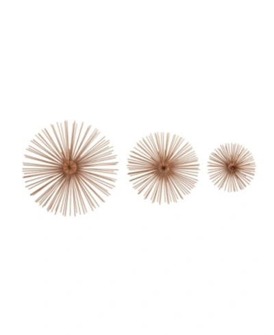 Cosmoliving By Cosmopolitan Set Of 3 Copper Metal Contemporary Abstract Wall Decor, 6", 9", 12"