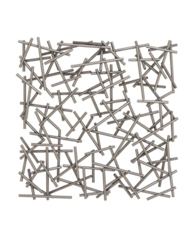 Cosmoliving Large Contemporary Style Abstract Art Square Metal Wall Decor Sculpture In Silver-tone