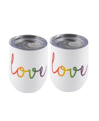 Thirstystone Double Wall 2 Pack Of 12 oz White Wine Tumblers With Metallic "love" Decal