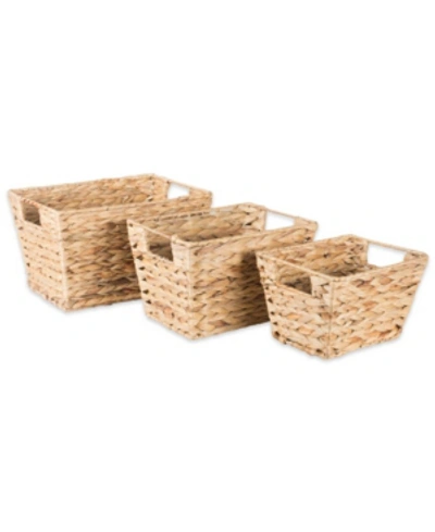 Design Imports Water Hyacinth Basket Set Of 3 In Chrome
