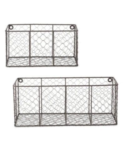 Design Imports Vintage Like Wall Mount Chicken Wire Basket Set Of 2 In Gray
