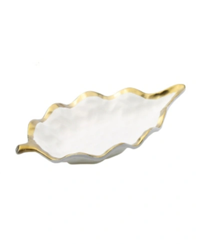 Classic Touch Leaf Dish Bowl With Rim In White