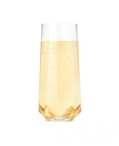 Viski Raye Faceted Crystal Champagne Flutes, Set Of 2, 10 oz In Clear