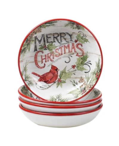 Certified International Evergreen Christmas 4 Piece Soup Bowl In Light Beige
