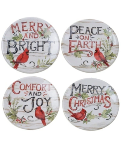 Certified International Evergreen Christmas 4 Piece Canape Plate In Light Beige