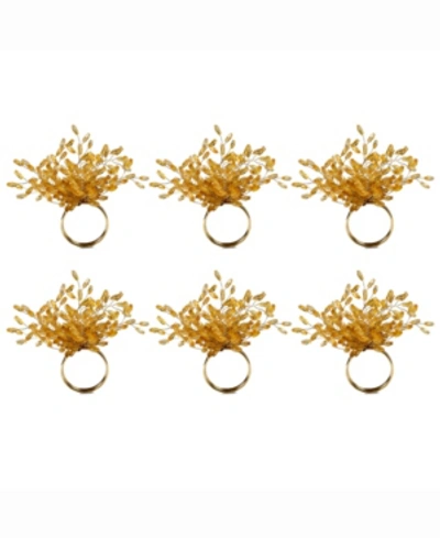 Design Imports Beaded Burst Napkin Ring, Set Of 6 In Gold
