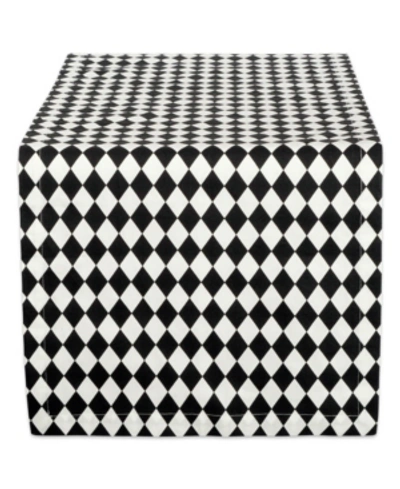 Design Imports Harelquin Print Table Runner In Black