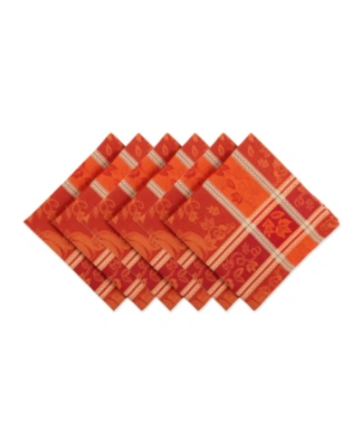 Design Imports Harvest Wheat Jacquard Napkin, Set Of 6 In Burnt Oran