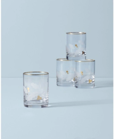 Lenox Holiday Gold Double Old Fashioned 4-piece Glass Set In Clear And No Color