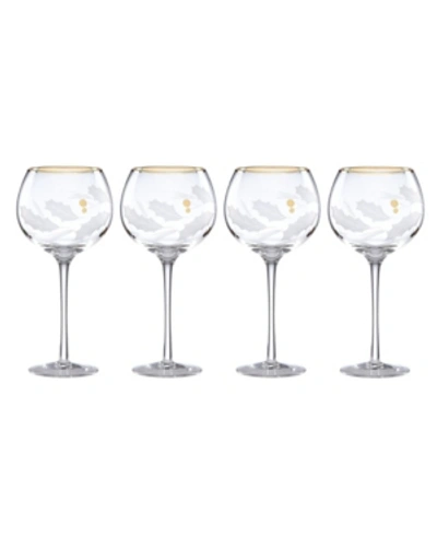 Lenox Holiday Gold 4pc Balloon Glass Set In Clear