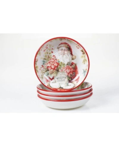 Certified International Christmas Story 4 Piece Soup Bowl In Open White