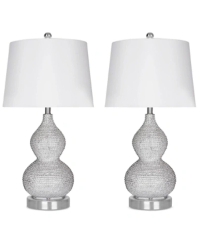 Abbyson Living Set Of 2 Beaded Table Lamps In Silver
