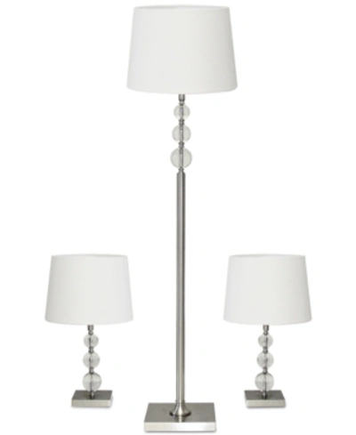 Adesso 3-pc. Metal And Crystal Lamp Set In Chrome