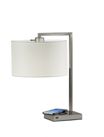 Adesso Austin Wireless Charging Table Lamp In Brushed Steel