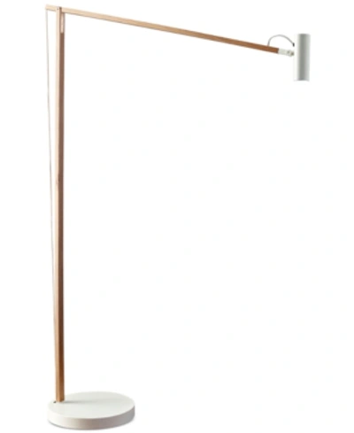 Adesso Crane Led Spotlight Swing Arm Floor Lamp In Natural Wood