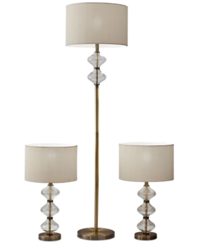 Adesso Eugene Set Of 3 Lamps In Antique Brass