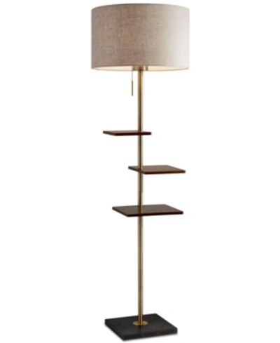 Adesso Griffin Shelf Floor Lamp In Brass